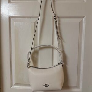 Coach CW390 SV/HA Crossbody Hand Bag Pebble Leather Chalk White with Silver